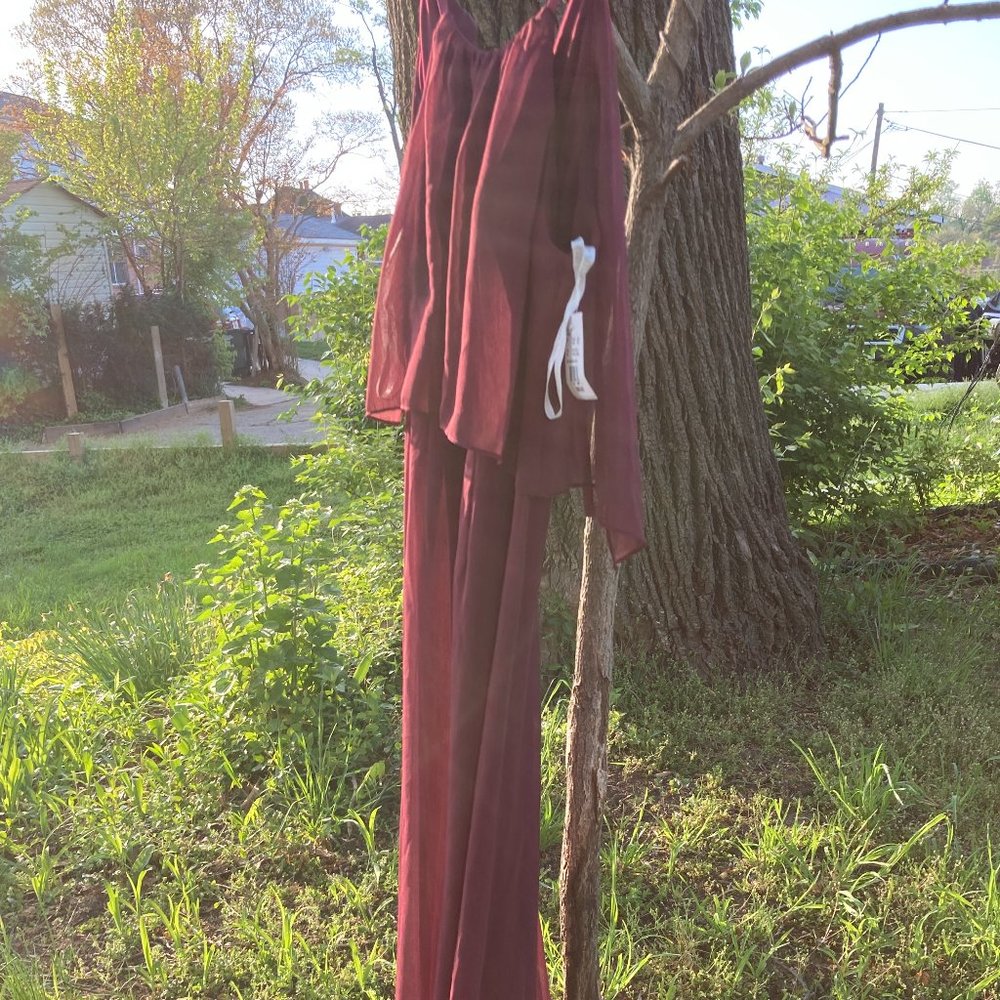 David's Bridal Dress Wine Halter Neck Chiffon